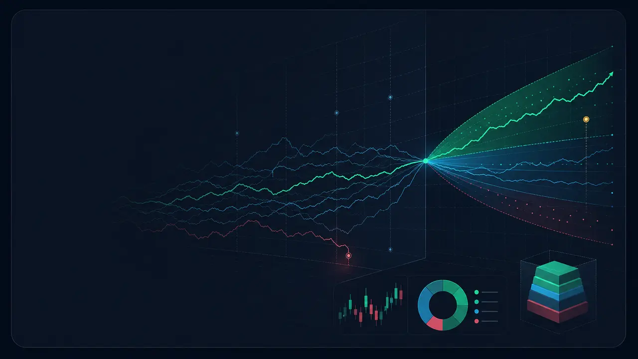 Illustration of historical market paths and a range of investment outcomes